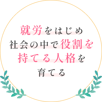 就労をはじめ社会の中で役割をもてる人格を育てる。